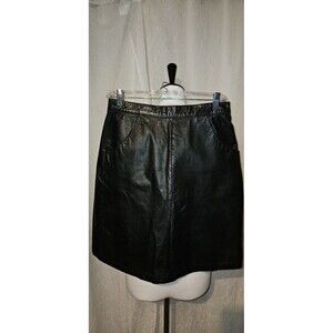 Leather Skirt Straight Talon Zipper Knee Length Back Zip Size 29 Waist Pockets